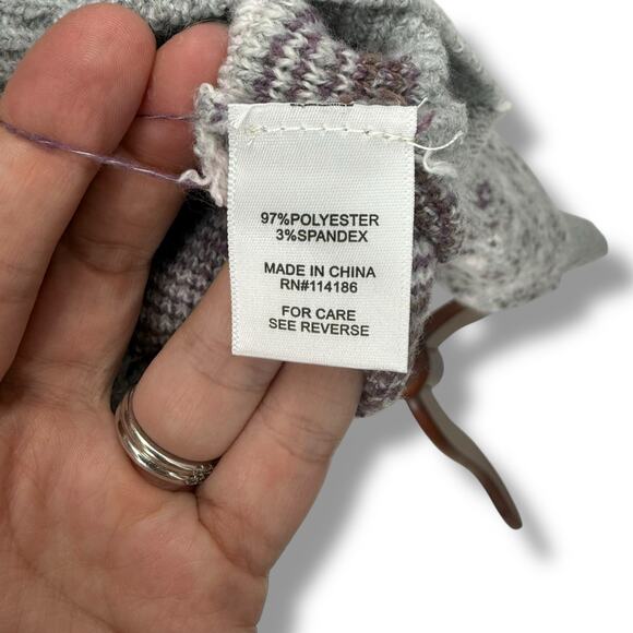 NEW Sugar Moon Quarter Zip Sweater gray Purple Winter Print Small S Knit - Picture 9 of 10